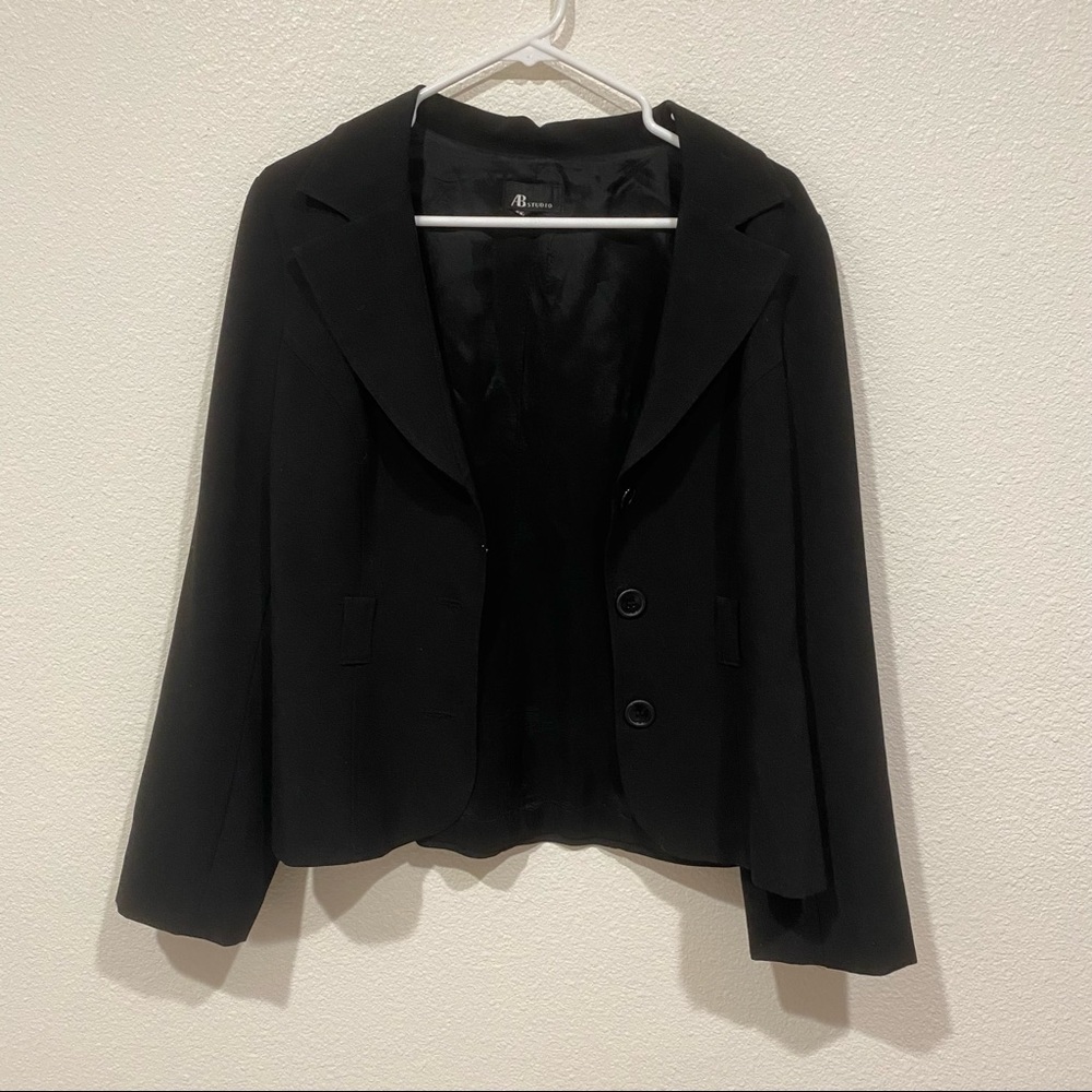 AB studio black button down blazer suit jacket coat outerwear